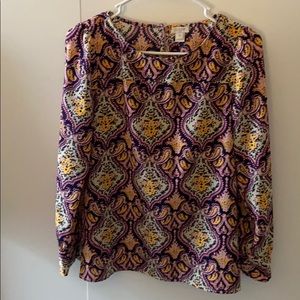 J Crew xxs Blouse Pink, blue and yellow